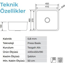 Esmo Home Lavello 3050 Paslanmaz Çelik Eviye (Pvd Füme)