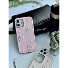 Esmo Home 12 ve 12 Pro Uyumlu Taş Kalp Tasarım Oyuncaklı Esnek Silikon Kılıf - Pembetaşkalp