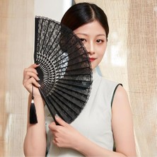 Esmo Home Katlanır Vantilatörler, Bambu Çerçeveli Şık Tasarım, Püsküllü ve Dantelli Süslemeli, Taşınabilir El Fanı, ve Genç Kızlar Için Ideal, Yaz Serinleme Aksesuarı, Düğün ve Özel Günlerde Kullanım