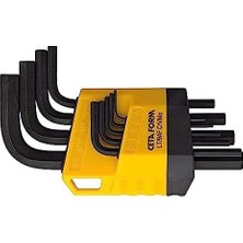 Esmo Home Form L Allen Anahtar Takımı Sae, 9 Parça, Sarı Siyah, Kısa Tip, Normal