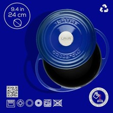 Esmo Home Lava Metal Heritage Serisi - Döküm Tencere, Yuvarlak, 24 Cm, Mavi
