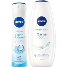 Esmo Home Creme Soft Banyo ve Duş Jeli 500ML ve Kadın Sprey Deodorant Fresh Natural 150ML, 48 Saat Ter Karşıtı