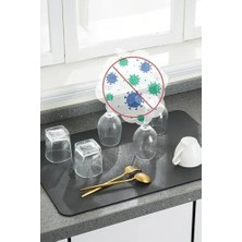 Esmo Home Bulaşık Kurutma Matı Süper Su Emici Tezgah Üstü Bulaşıklık Mikrofiber Paspas Siyah 35X50CM