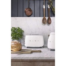 Esmo Home Smeg Beyaz TSF01CREU Retro Krem 2x2 Slot Ekmek Kızartma Makinesi