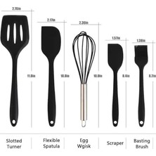 Esmo Home 5 Parça Siyah Silikon Spatula Seti | Yanmaz, Yapışmaz ve Isıya Dayanıklı
