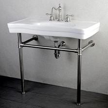 Esmo Home KS1978AL Widerspread Lavatory Musluk With Metal Kolu Handle, Saten Nikel