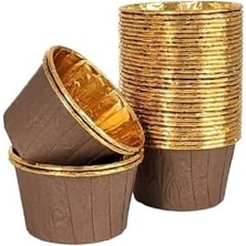 Esmo Home 25'li Kahverengi Gold Muffin Kek Kalıbı, Kek Kapsülü Cupcake Kalıbı, Airfryer Uyumlu