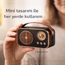 Esmo Home Nostaljik Bluetooth Hoparlör Retro Tasarım | 5W Güçlü Ses, USB ve Tf Kart Destekli Taşınabilir Mini Hoparlör | 1200MAH Batarya Speaker