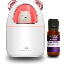 Esmo Home Ayıcık Buhar Makinesi | Sevimli LED Işıklı Nemlendirici | Hava Kalitesini Artıran Buhar Difüzörü | Esansiyel Koku Yağı Hediyeli (Lavanta Hediyeli)