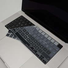 Yenibağ MacBook Klavye Koruyucu Silikon Kılıf Türkçe Q Baskılı Uk-Ters L- Enter Tipi Air 13,6-15,3inç- Pro 14,2-16,2inç M1-M2-M3-M4 Pro Max Uyumlu, Yıkanabilir Silikon Klavye Filmi Siyah Gri