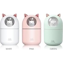 Esmo Home Sevimli Kedi Tasarımlı Aromaterapi Nemlendirici Hava Nemlendirici Difüzör - USB Bağlantılı,yeşil