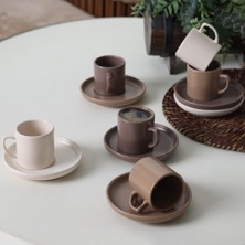 Esmo Home Keramika Brown Mix Kahve Takımı 12 Parça 6 Kişilik 950-958-977