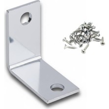 Esmo Home L Tipi Metal Köşebent, Mobilya ve Dolap Için Deprem Sabitleyici Bağlantı Aparatı, 25X25X15 Mm, 10 Adet, Gümüş Renk