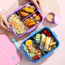 Esmo Home Renkli Desenli Beslenme Kutusu - 830 ml 3 Bölmeli Çocuk Beslenme Kabı Pp (Mavi)