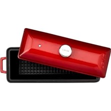 Esmo Home Lava Döküm Ekmek Kabı/terrine, 11X29 Cm, Kırmızı