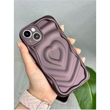 Esmo Home 13 ve 14 ile Uyumlu 3D Mat Kabartma Kalp Desenli Kamera Korumalı Silikon Kılıf