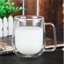 Esmo Home Orret Home 2 Adet 250 ml Çift Cidarlı Borosilikat Cam Kupa Bardak Termisil Isıya Dayanıklı Şeffaf Kahve Çay Latte Espresso Fincanı Cam Bardak Seti