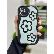 Esmo Home 11 ile Uyumlu Darbe Önleyici Siyah Papatya Baskılı Silikon Kılıf