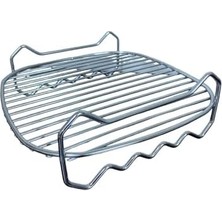 Esmo Home Airfryer Izgara Teli 21 cm x 21 cm ve 4 Adet Şiş 21 Cm, Büyük Boy Airfryerlere Uygun 2 Li Set