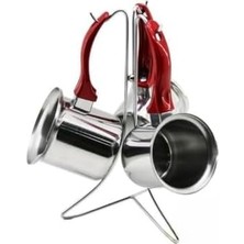 Esmo Home Üçlü Cezve Takımı – Paslanmaz Çelik, Isıya Dayanıklı Saplı, Askılı Standlı Türk Kahvesi ve Süt Isıtma Seti