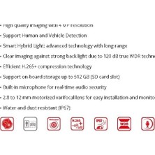Esmo Home DS-2CD1643G2-LIZ(S) U 4 Mp Akıllı Hibrit Işık Varifokal Bullet Ağ Kamerası, 1/3 Inç Progresif Tarama Cmos, Motorlu Objektif, 50 M'ye Kadar, Entegre Mikrofon, H.265+, Insanlar