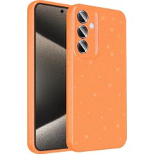 Esmo Home Galaxy A15 ile Uyumlu Kılıf Simli Silikon Lüks Kapak Turuncu