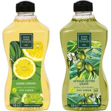 Esmo Home Doğal Zeytinyağlı Sıvı Sabun Çeşme Limonu ve Ayvalık Zeytin Çiçeği Sıvı Sabun 1500 ml