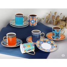 Esmo Home Avangart Serisi Etnik Desenli 6'lı Türk Kahvesi Fincanı Seti