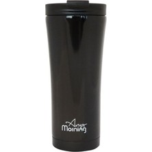 Esmo Home Any Morning 450 ml Paslanmaz Çelik Termos Mug, Çift Katmanlı, Sızdırmaz Kapak,siyah SI231905
