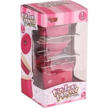 Esmo Home ATF-683G-6 Raflı Pembe Emaye Tencere Tava Seti 7 Parça -Vardem