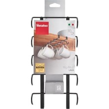 Esmo Home Metaltex My Mug-Bardak Askısı Touchtherm Lava Kaplama Siyah, 28X14X6CM