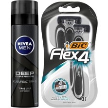 Esmo Home Men Erkek Tıraş Jeli Deep Dimension 200ML + Bıc 4 Erkek Tıraş Bıçağı 3'lü Blister (4 Bıçak)