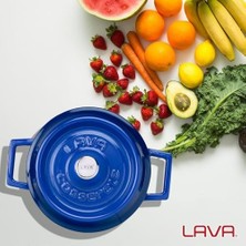 Esmo Home Lava Döküm Yuvarlak Tencere, Trendy, 16CM, Mavi
