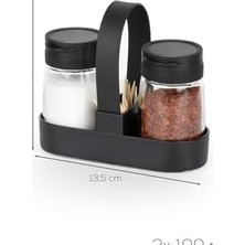 Esmo Home Porsima 00467 Siyah Drop 2li Standlı Tuzluk Biberlik Seti - 100ML