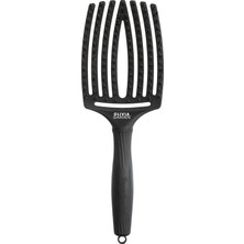 Esmo Home Olivia - Parmak Fırçası Bakım Ikonik Tahta ve Naylon Tam Siyah Saç Fırçası - Büyük