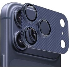 Esmo Home Undeplus 17 Pro Max ile Uyumlu Yansıma Önleyici Ar+Af Teknoloji Karbon Full Kamera Lens Koruyucu Cl-21 Mavi