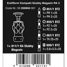 Esmo Home 05008884001 Kraftform Kompakt Stubby Magazin Ra 2, Cırcırlı Kısa Tornavida, Uç Hazneli, 6 Parça