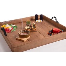 Esmo Home Pratikoutdoor Ahşap Servis ve Sunum Tepsisi Ceviz Renk - 60X60 cm