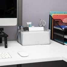 Esmo Home Mind Reader Network Collection, 4 Bölmeli Alet Veya Tedarik Çantası, Saplı, Tezgah Üstü Veya Masaüstü Düzenleyici, Metal File, 25 cm U x 10 Inç G x 4,75 Inç Y, Gümüş
