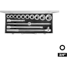 Esmo Home 1119006114 14'lü 3/4"altı Köşe Lokma Anahtar Takımı, Krom, 14 Parça Set