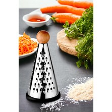 Esmo Home Deconox Ahşap Topuz Tutuculu 3 Taraflı Paslanmaz Çelik Lüks Şef Rendesi Orta Boy 26 * 13 Cm, Paslanmaz Çelik Rende