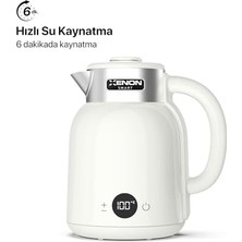 Esmo Home Xenon Smart Akıllı Kettle Paslanmaz Çelik Çift Katmanlı Wi-Fi Mobil Uygulama ile Uzaktan Kontrol Edilebilen Otomatik Kapanma Hızlı Kaynatma Kaçak Akım Korumalı Su Isıtıcı 1.5 Lt (Krem) X7101
