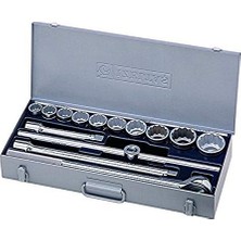 Esmo Home 1120006014 14'lü 3/4" On Iki Köşe Lokma Anahtar Takımı, Krom, 14 Parça Set