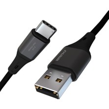 Esmo Home Wahoo USB A-C 3.1A Hızlı Şarj Kablosu, Siyah/ Metal (100 Cm)
