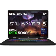 Yenibağ Garaj Slayer5 7XL-5060 C2 Intel Ultra 7 255HX 32GB Ram 1tb SSD RTX5060 17" 240Hz Qhd+Ips Freedos Gaming Laptop