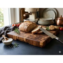 Esmo Home El Yapımı End Grain Kestane Ahşap Kesme Tahtası 39×29 cm | 3.5 cm Kalınlık | Profesyonel Butcher Block | Bıçak Dostu Doğrama Tahtası