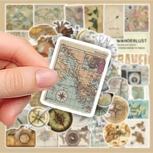 Yenibağ Vintage Travel Map Stickers Set, Seyahat Sticker Seti Laptop Notebook Tablet Sticker Seti
