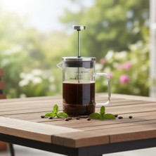 Esmo Home Deconox Borosilikat Cam French Press 350ML - Paslanmaz Çelik Filtreli Ölçekli Kahve ve Bitki Çayı Demliği - Isıya Dayanıklı Kişisel Kupa - Metal Kapaklı