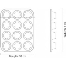 Esmo Home 12’li Muffin & Cupcake Pişirme Kalıbı – Yapışmaz Kaplama, Isıya Dayanıklı Metal Fırın Tepsisi, Kek ve Cupcake Pişirme Tavası
