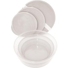 Esmo Home Lüks Beyaz Saklama Kabı 3'lü Set Yuvarlak Küçük Boy